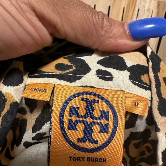 Tory Burch Leopard Print Button-Up Shirt - Tan, Black, Cream - Picture 4 of 7